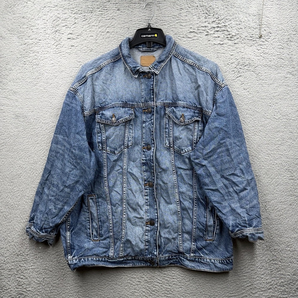 American Eagle AE Men's Classic Denim Jean Jacket Coat  Blue Wash Large
